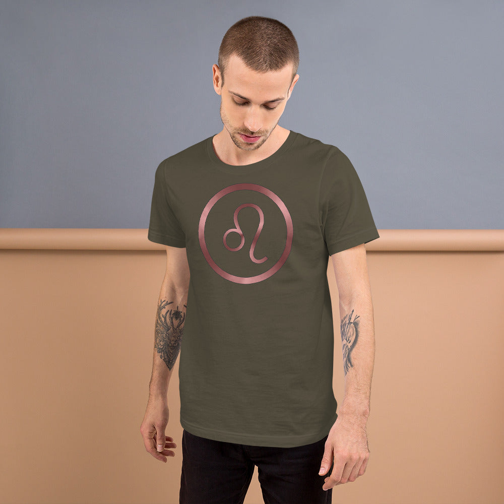Metallic Zodiac Circle - Crimson Leo - Short-sleeve unisex t-shirt
