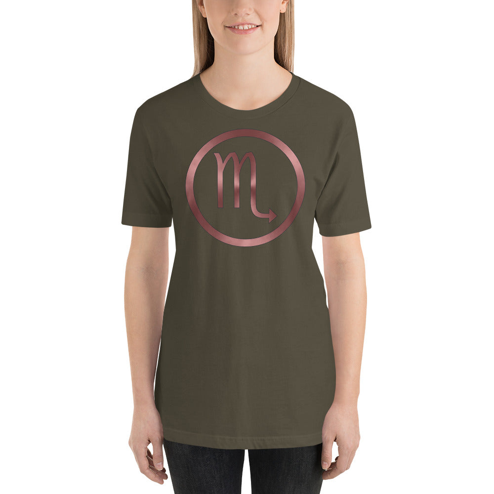 Metallic Zodiac Circle - Crimson Scorpio - Short-sleeve unisex t-shirt
