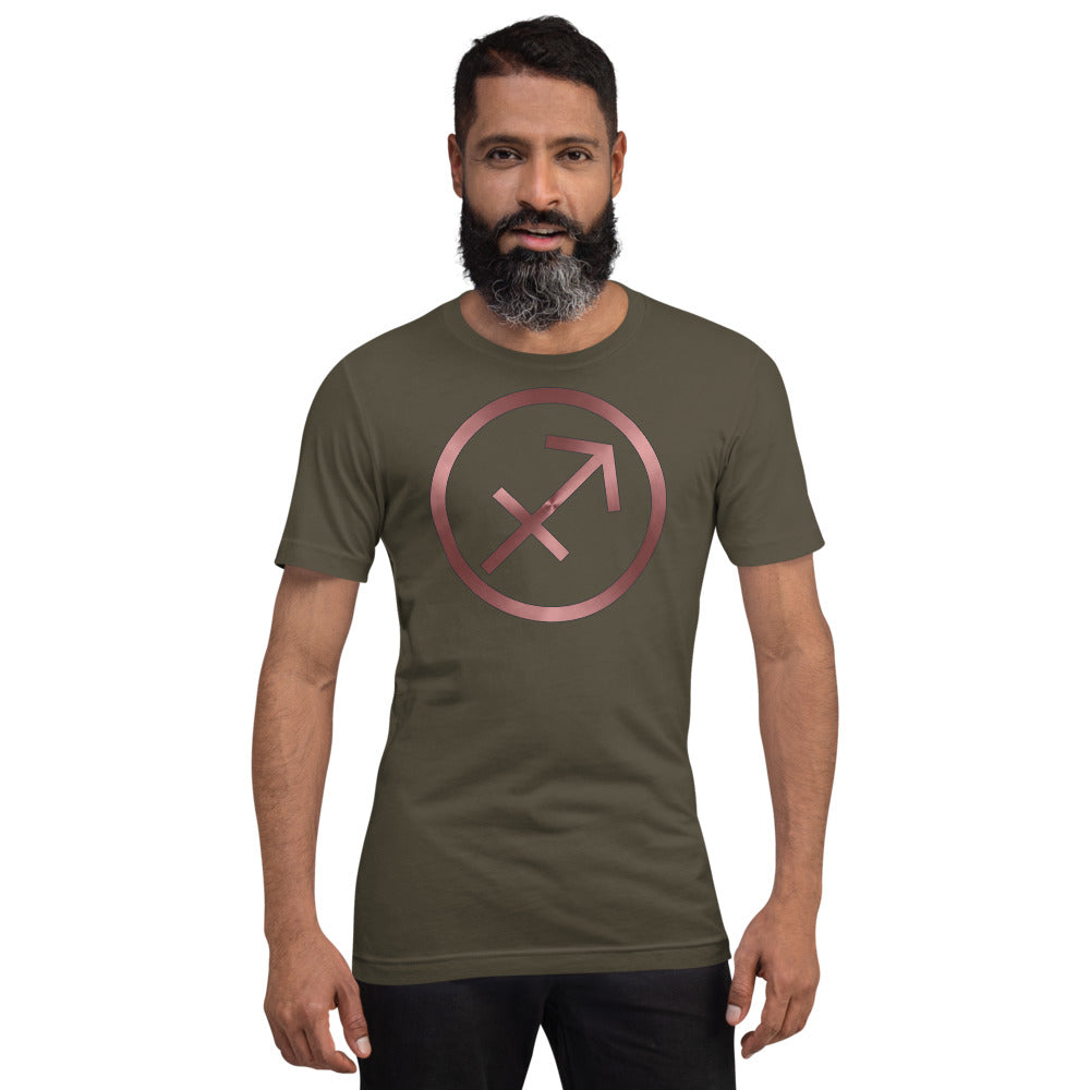 Metallic Zodiac Circle - Crimson Sagittarius - Short-sleeve unisex t-shirt