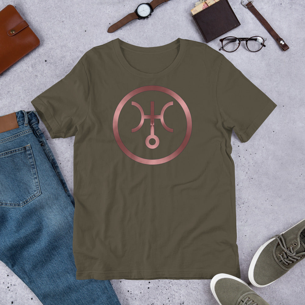 Metallic Zodiac Circle - Crimson Uranus - Short-sleeve unisex t-shirt