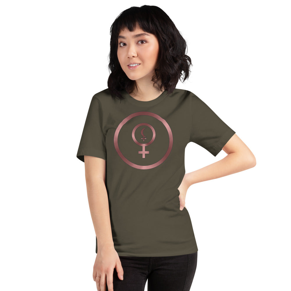 Metallic Zodiac Circle - Crimson Divine Feminine - Short-sleeve unisex t-shirt