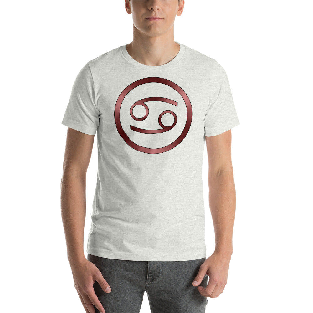 Metallic Zodiac Circle - Crimson Cancer - Short-sleeve unisex t-shirt