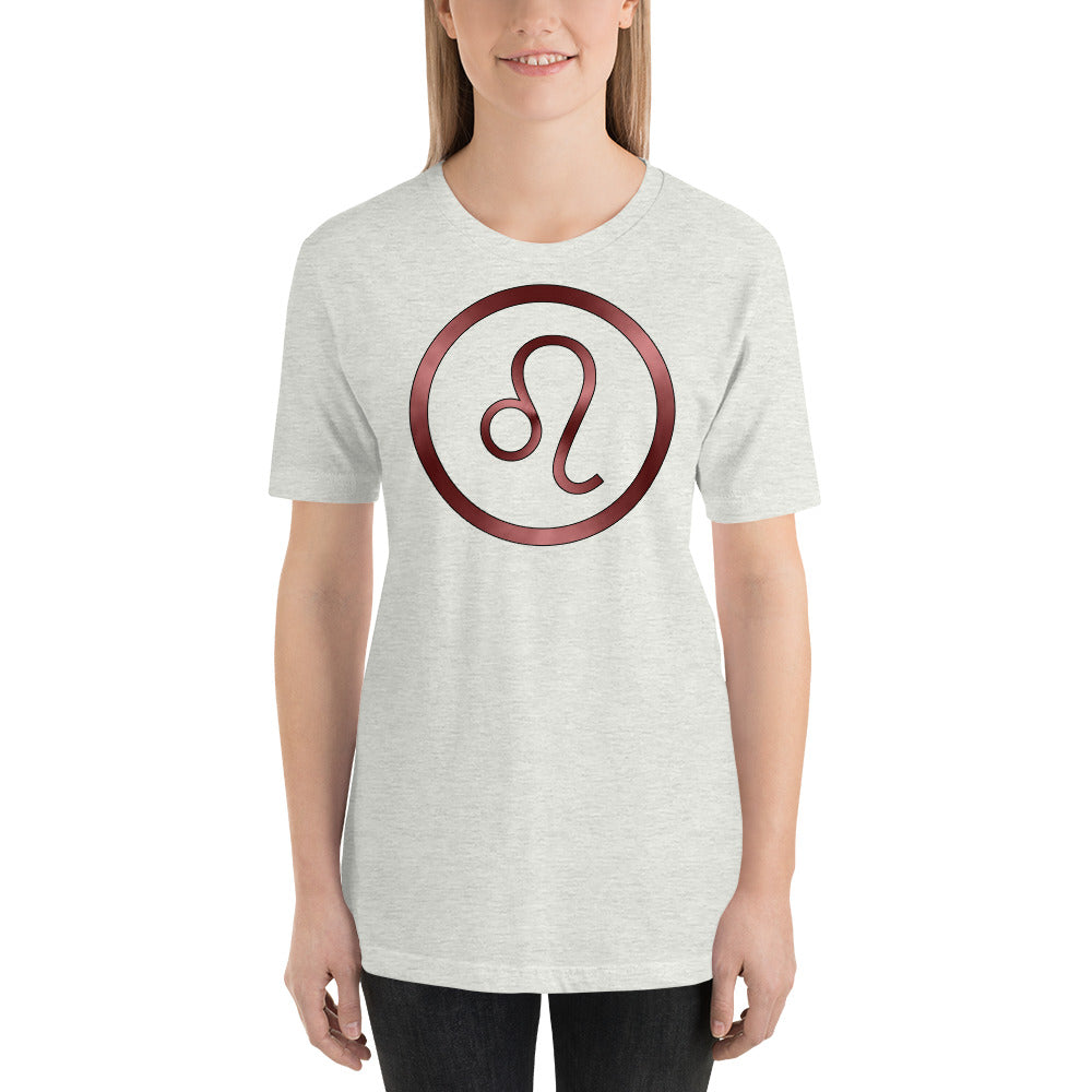 Metallic Zodiac Circle - Crimson Leo - Short-sleeve unisex t-shirt