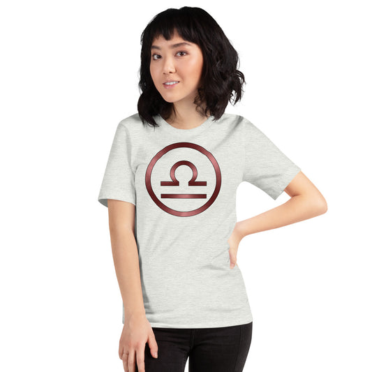 Metallic Zodiac Circle - Crimson Libra - Short-sleeve unisex t-shirt