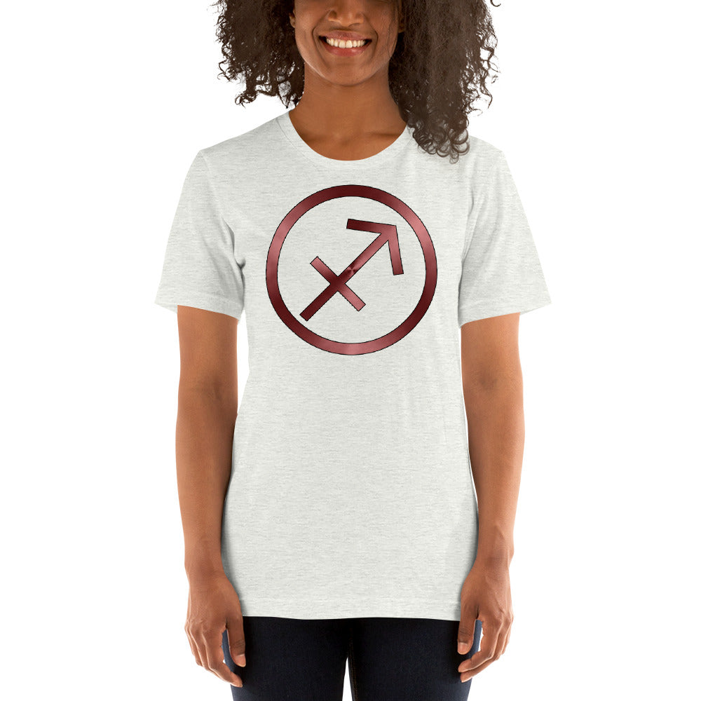 Metallic Zodiac Circle - Crimson Sagittarius - Short-sleeve unisex t-shirt