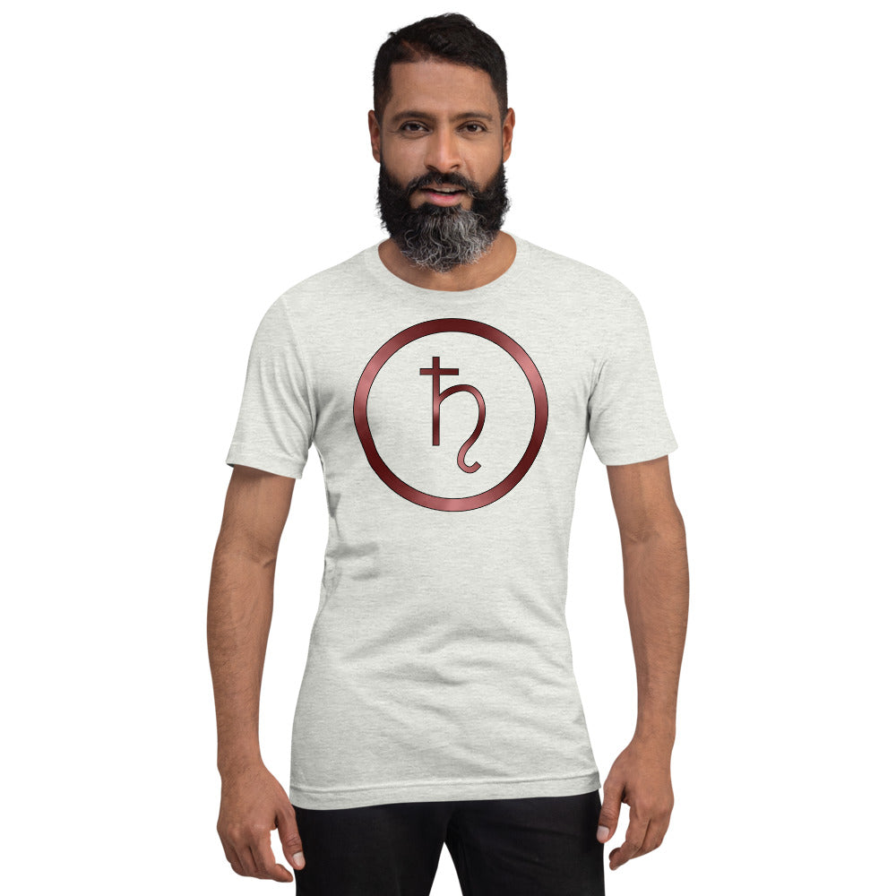 Metallic Zodiac Circle - Crimson Saturn - Short-sleeve unisex t-shirt