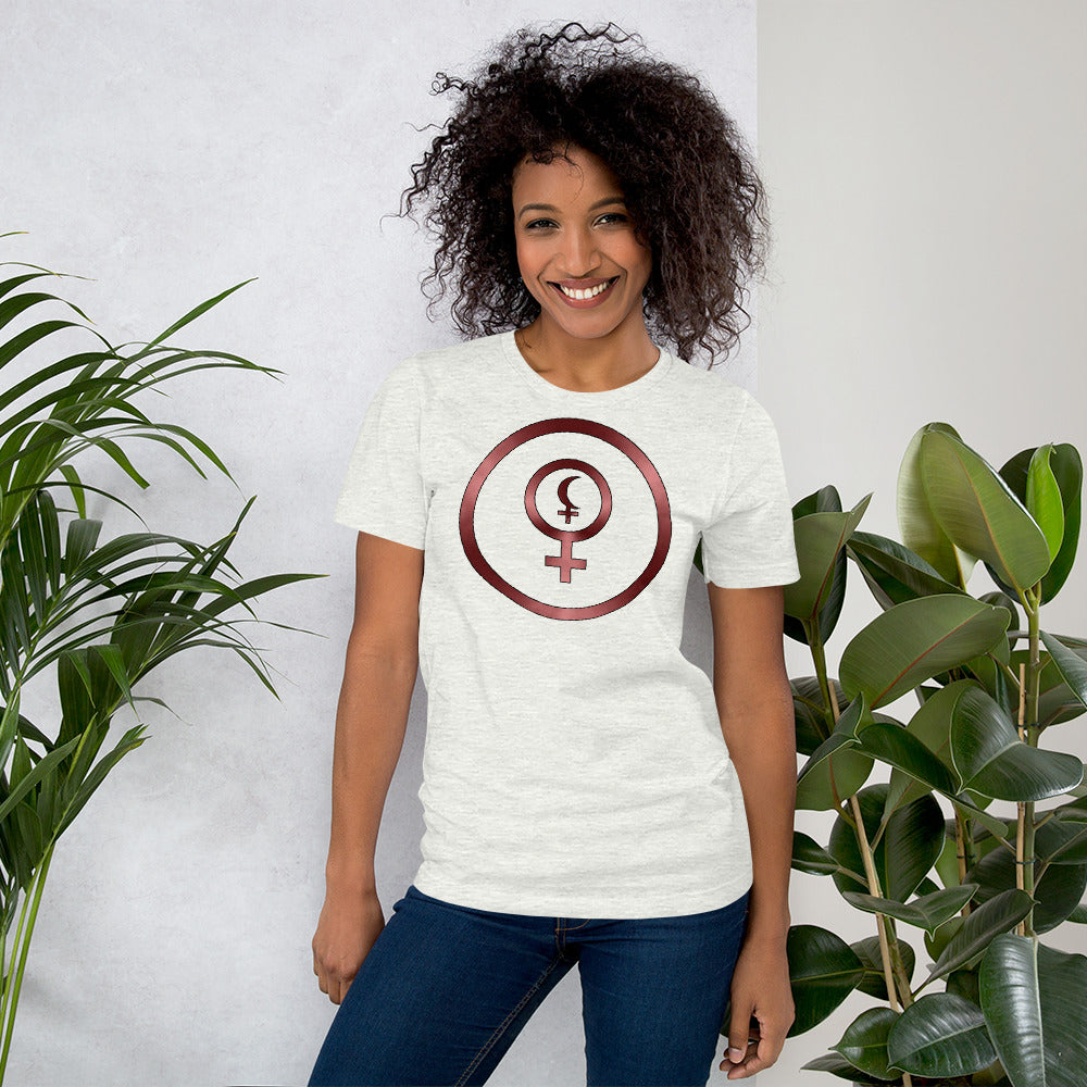 Metallic Zodiac Circle - Crimson Divine Feminine - Short-sleeve unisex t-shirt