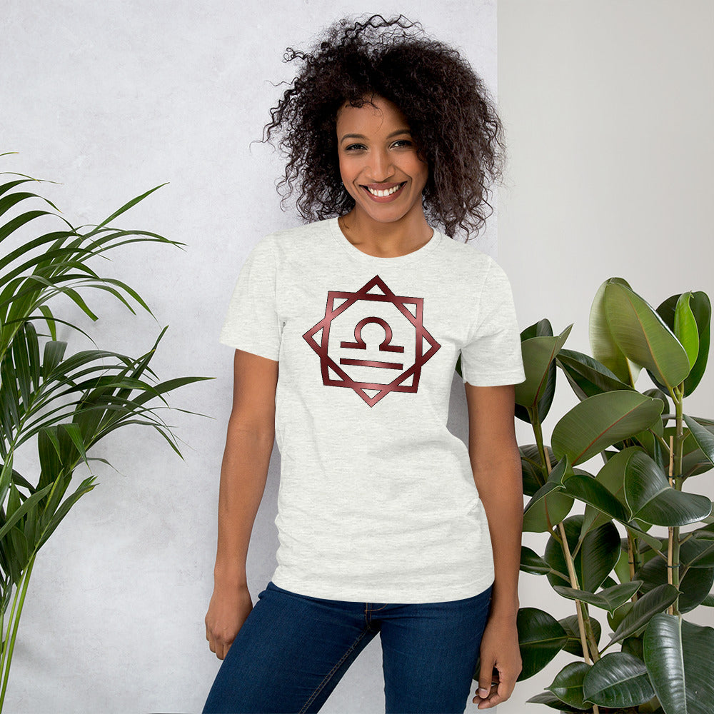 Metallic Zodiac Double-Box - Crimson Libra - Short-sleeve unisex t-shirt