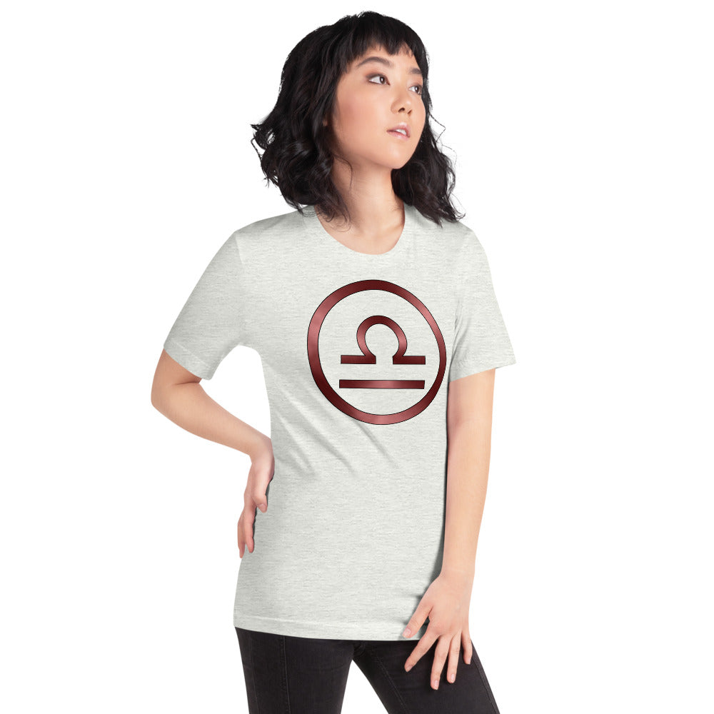 Metallic Zodiac Circle - Crimson Libra - Short-sleeve unisex t-shirt