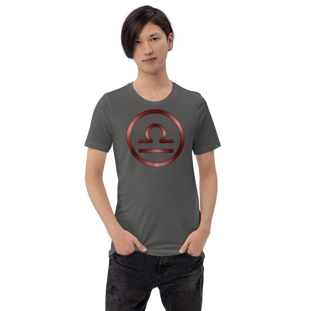 Metallic Zodiac Circle - Crimson Libra - Short-sleeve unisex t-shirt