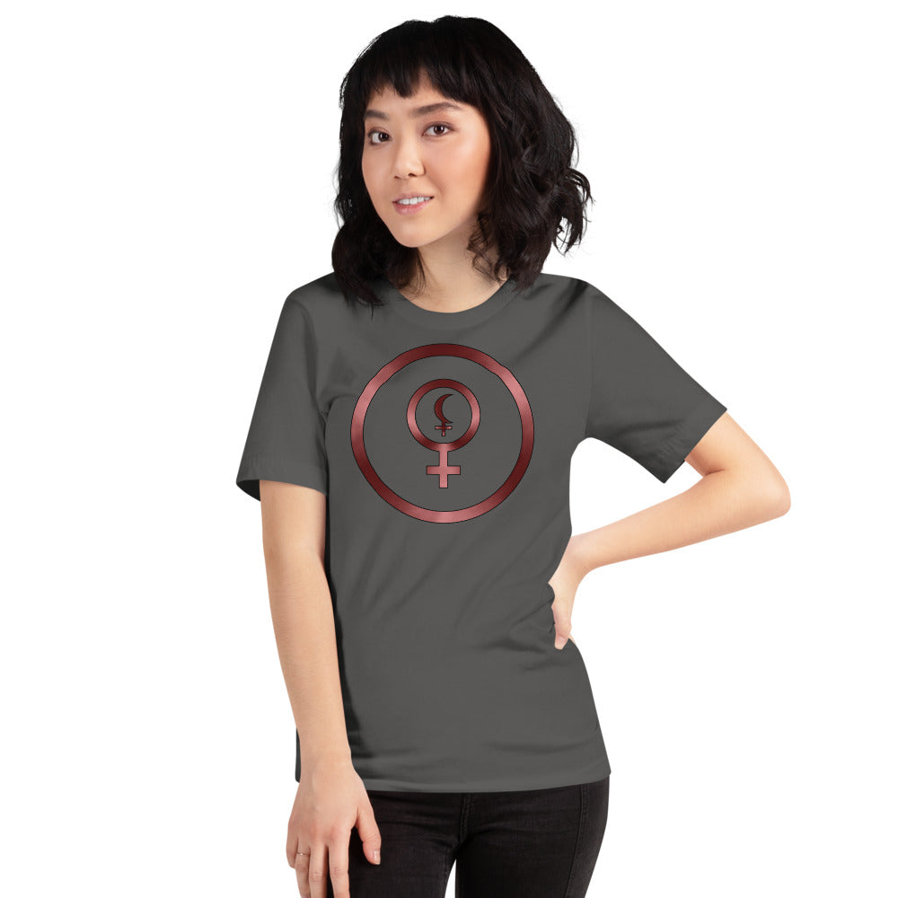 Metallic Zodiac Circle - Crimson Divine Feminine - Short-sleeve unisex t-shirt