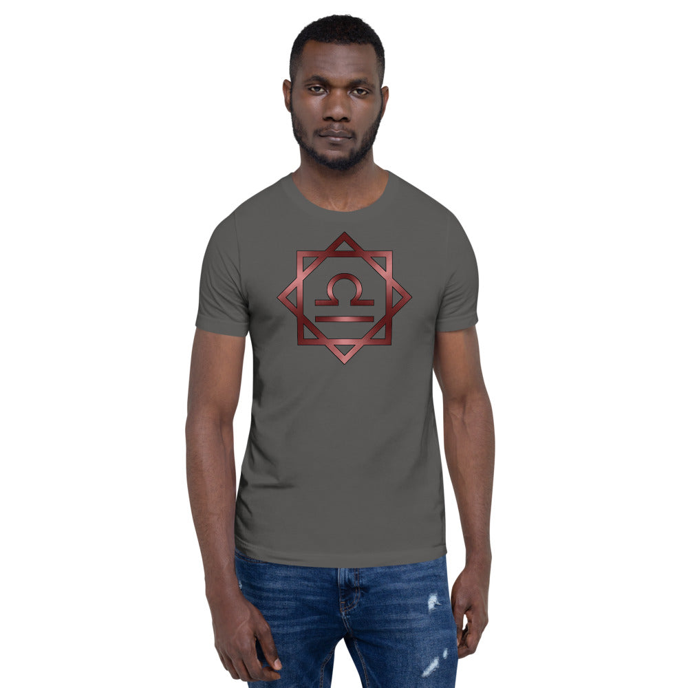 Metallic Zodiac Double-Box - Crimson Libra - Short-sleeve unisex t-shirt