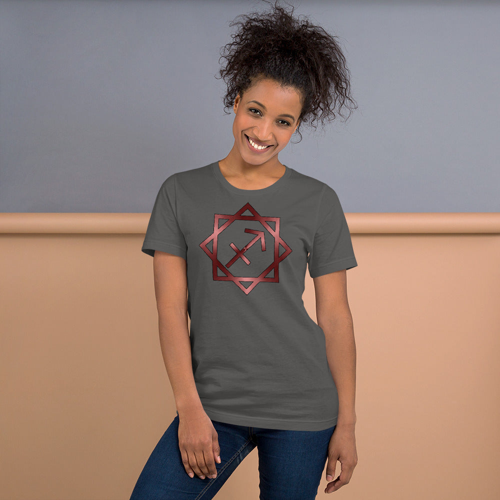Metallic Zodiac Double-Box - Crimson Sagittarius - Short-sleeve unisex t-shirt
