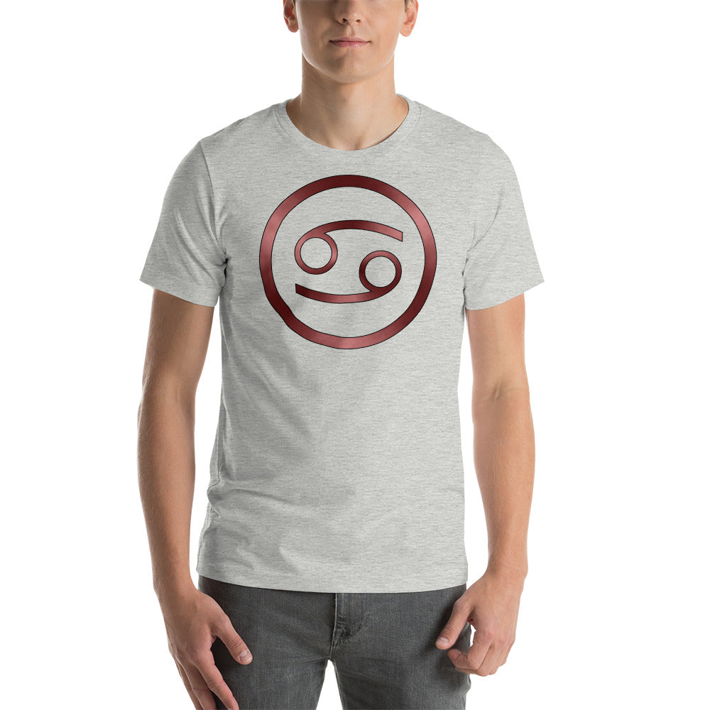 Metallic Zodiac Circle - Crimson Cancer - Short-sleeve unisex t-shirt