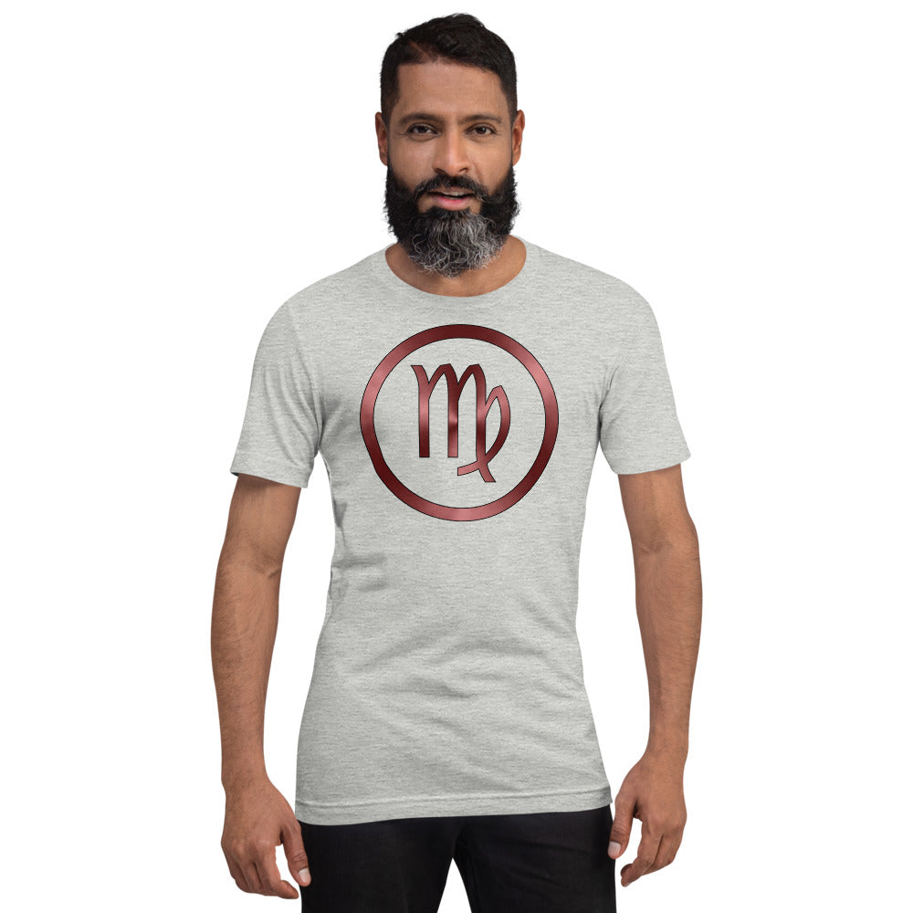 Metallic Zodiac Circle - Crimson Virgo - Short-sleeve unisex t-shirt