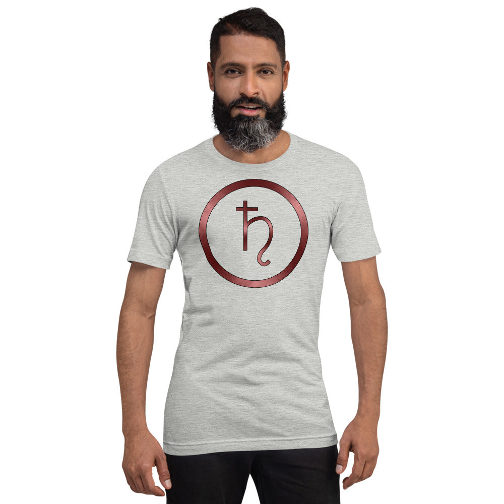 Metallic Zodiac Circle - Crimson Saturn - Short-sleeve unisex t-shirt
