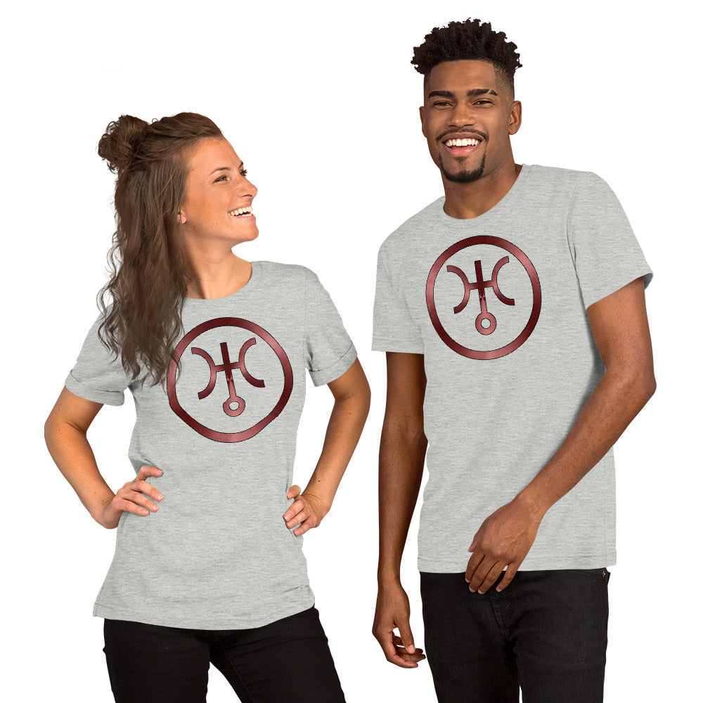 Metallic Zodiac Circle - Crimson Uranus - Short-sleeve unisex t-shirt