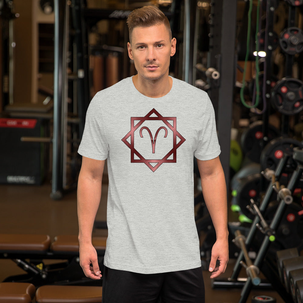 Metallic Zodiac Double-Box - Crimson Aries - Short-sleeve unisex t-shirt