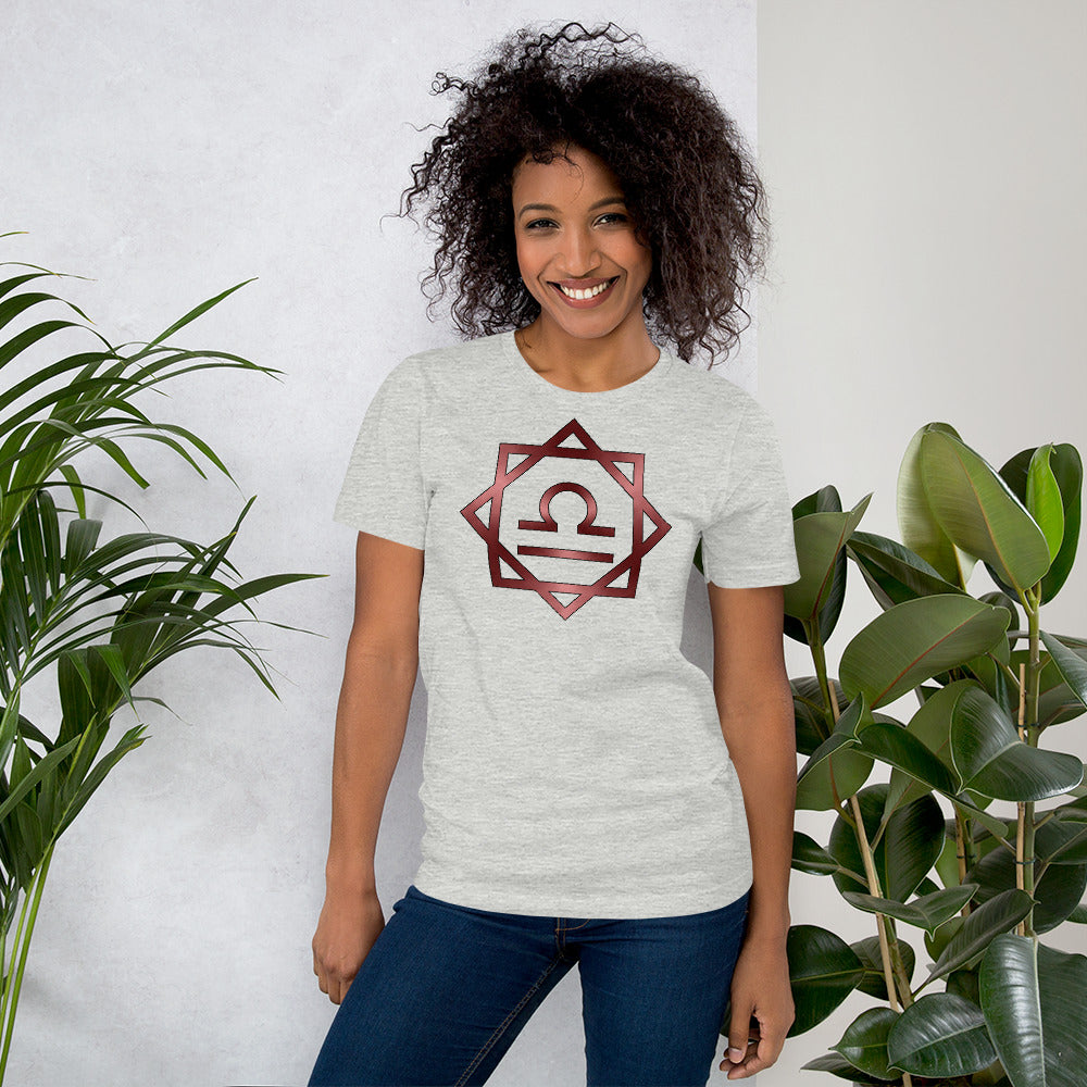 Metallic Zodiac Double-Box - Crimson Libra - Short-sleeve unisex t-shirt