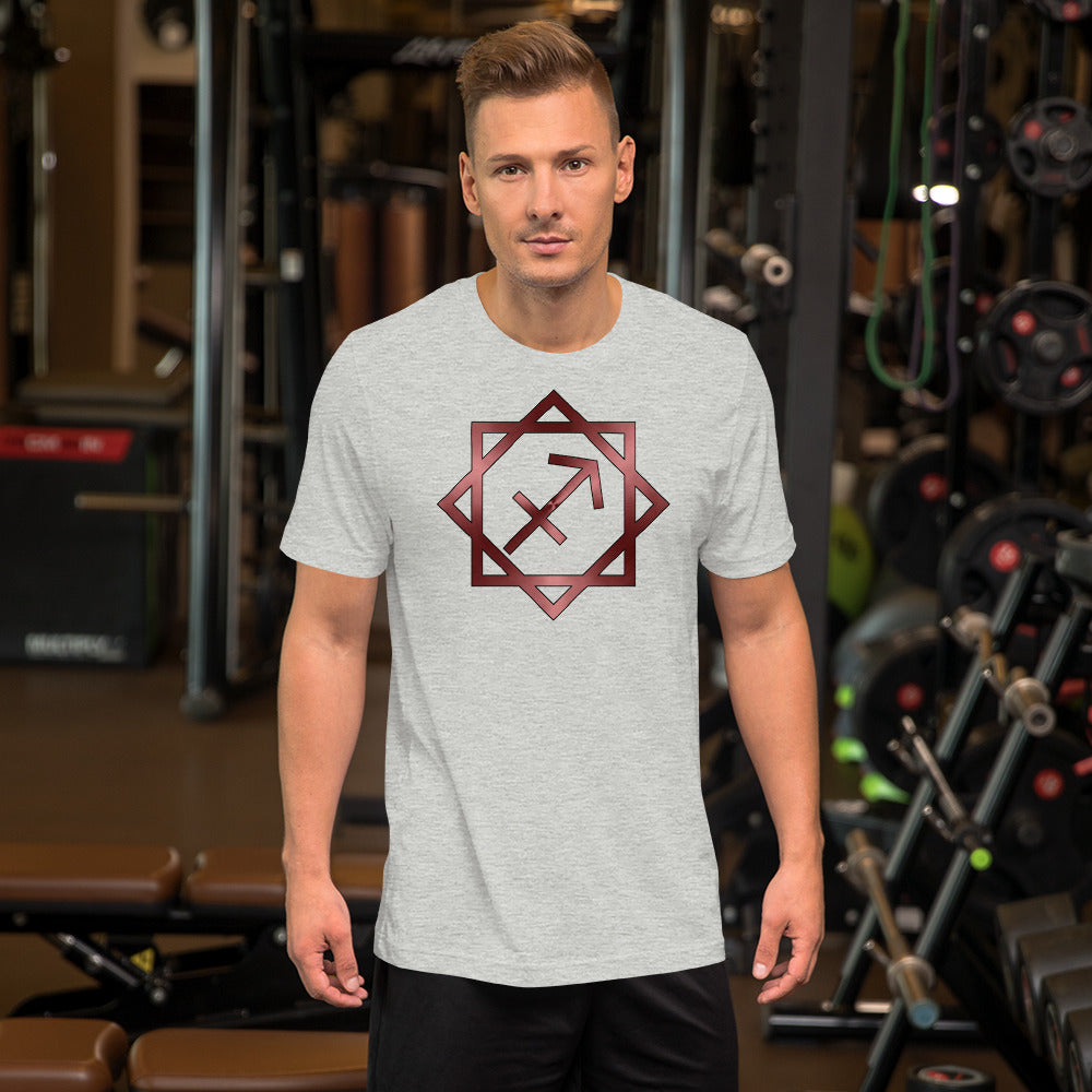 Metallic Zodiac Double-Box - Crimson Sagittarius - Short-sleeve unisex t-shirt