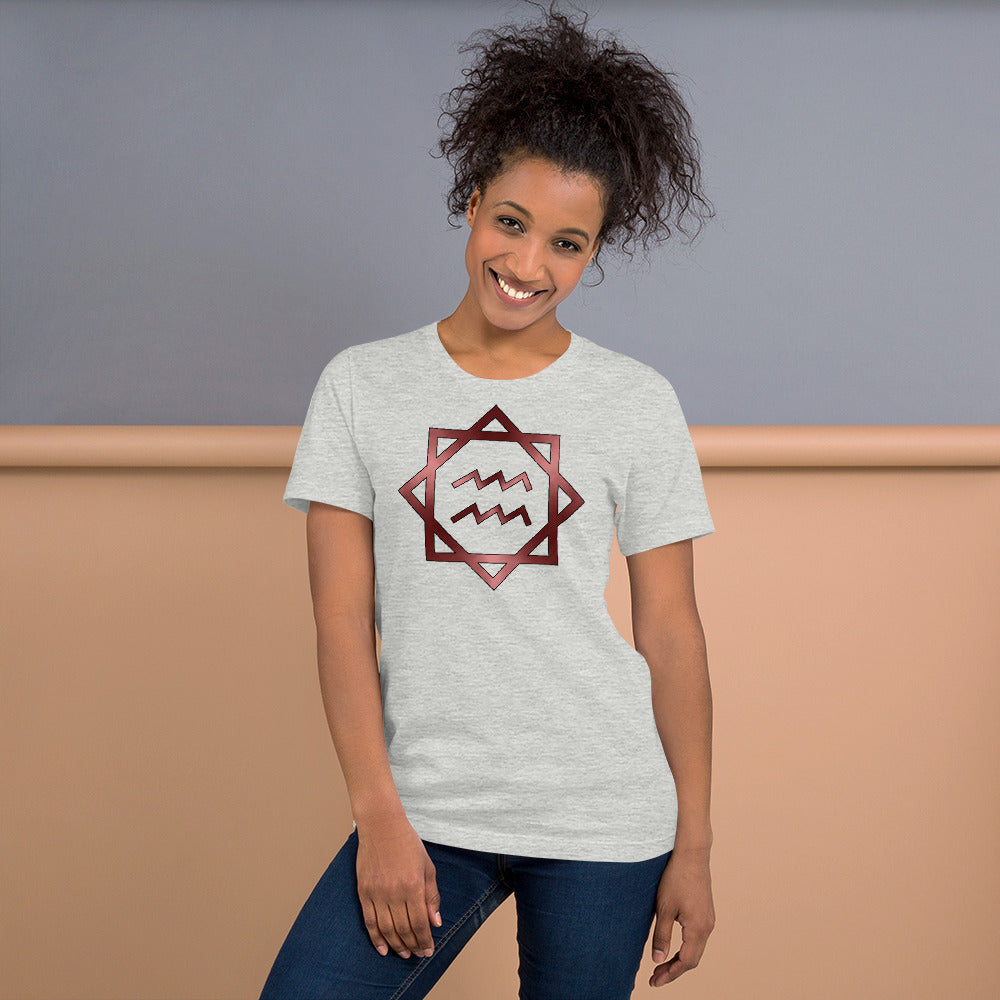 Metallic Zodiac Double-Box - Crimson Aquarius - Short-sleeve unisex t-shirt