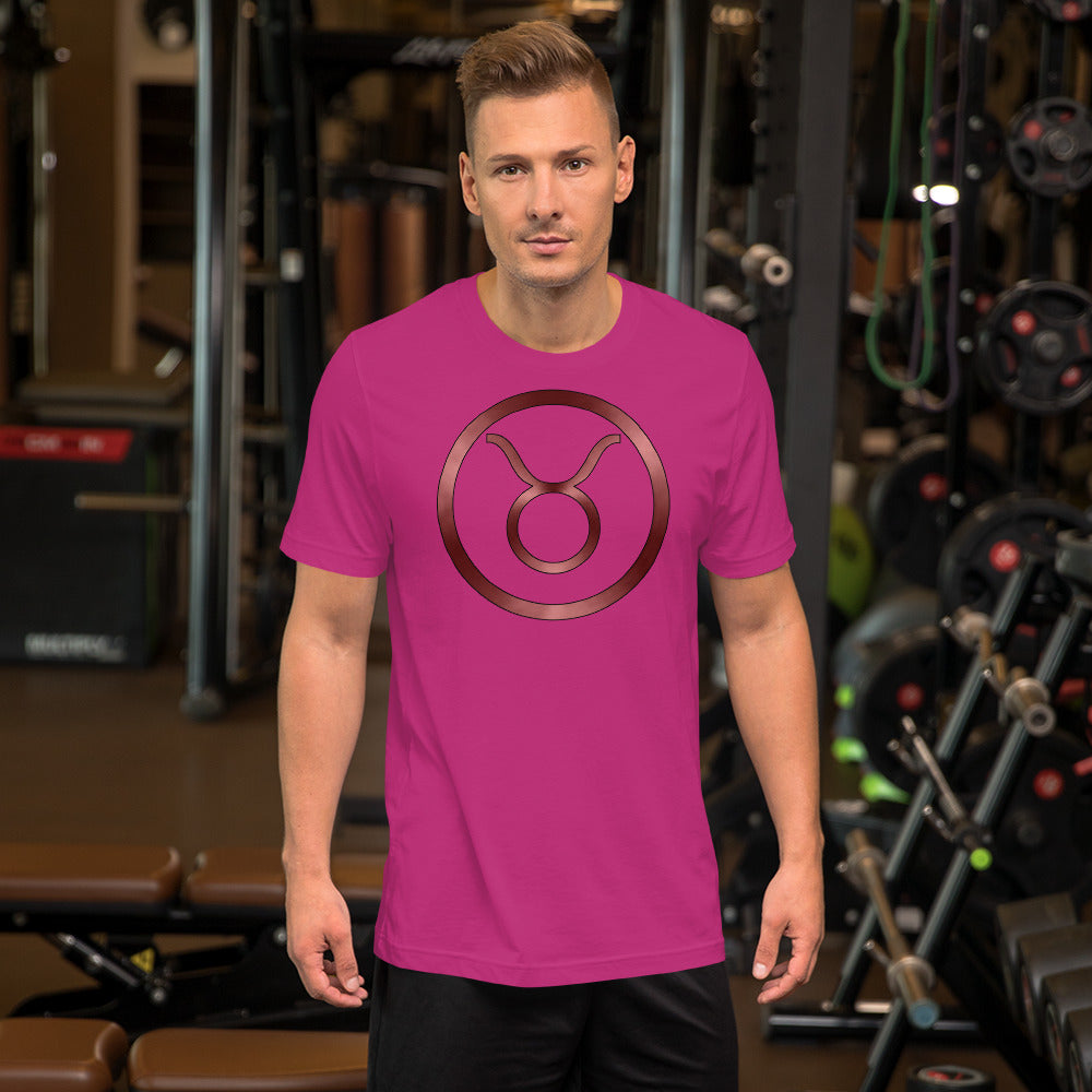 Metallic Zodiac Circle - Crimson Taurus - Short-Sleeve Unisex T-Shirt