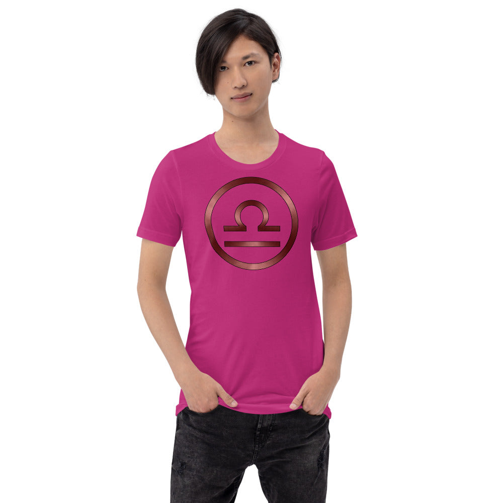 Metallic Zodiac Circle - Crimson Libra - Short-sleeve unisex t-shirt
