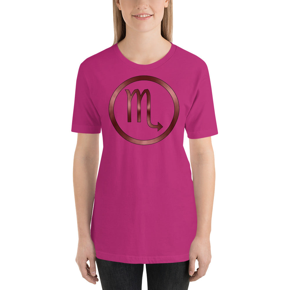 Metallic Zodiac Circle - Crimson Scorpio - Short-sleeve unisex t-shirt
