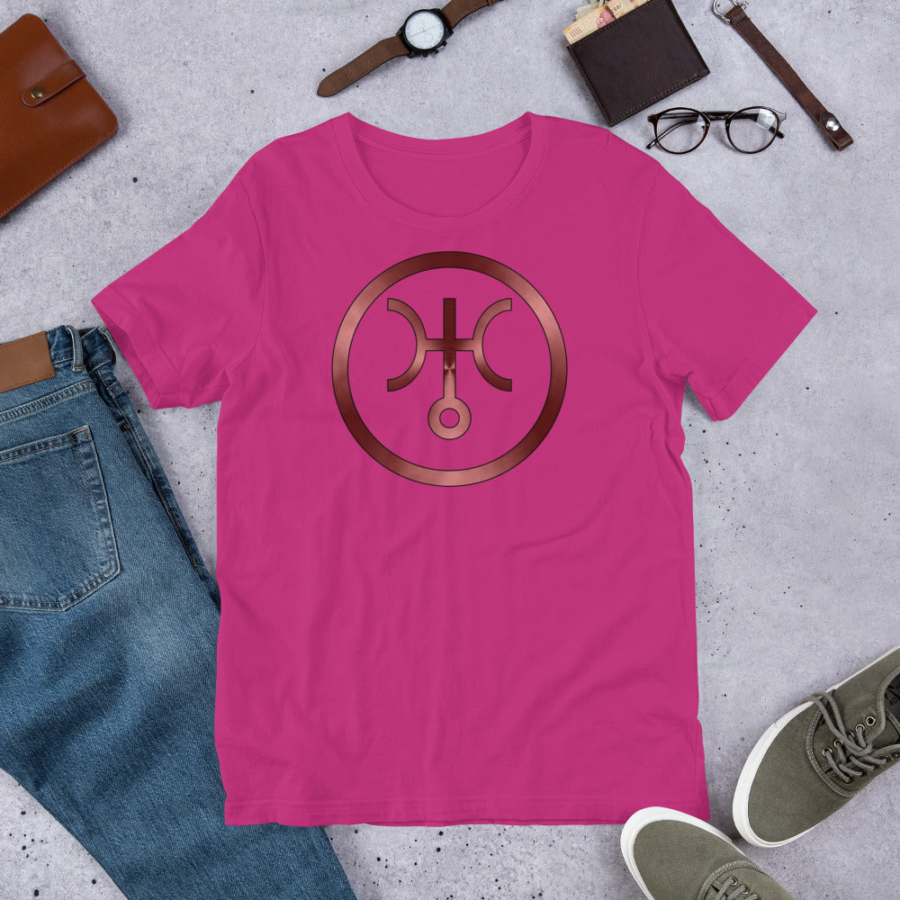 Metallic Zodiac Circle - Crimson Uranus - Short-sleeve unisex t-shirt