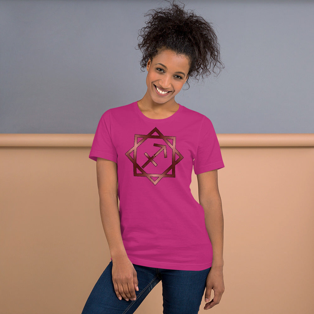 Metallic Zodiac Double-Box - Crimson Sagittarius - Short-sleeve unisex t-shirt