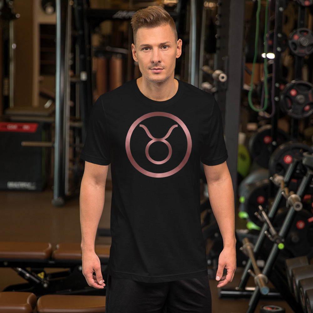 Metallic Zodiac Circle - Crimson Taurus - Short-Sleeve Unisex T-Shirt