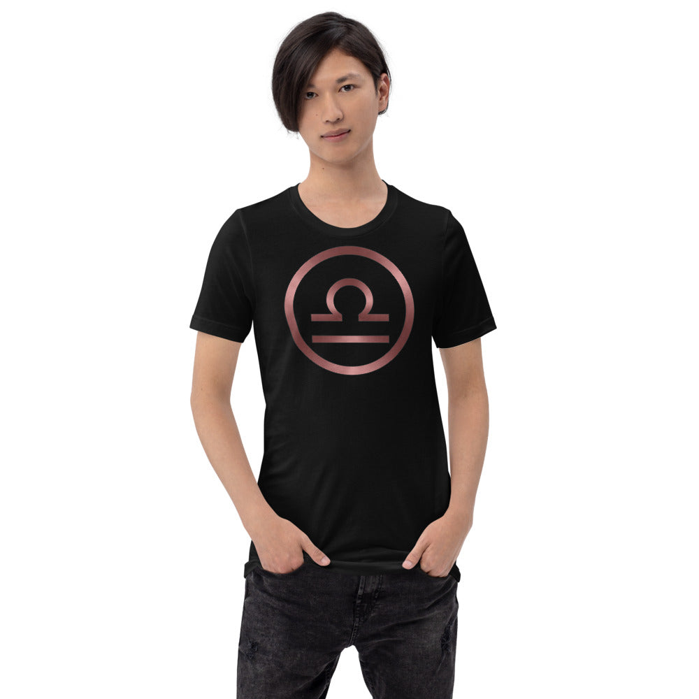 Metallic Zodiac Circle - Crimson Libra - Short-sleeve unisex t-shirt