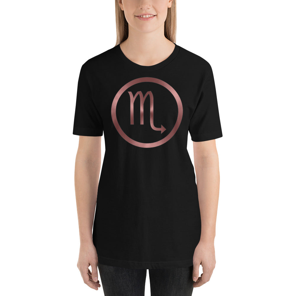 Metallic Zodiac Circle - Crimson Scorpio - Short-sleeve unisex t-shirt