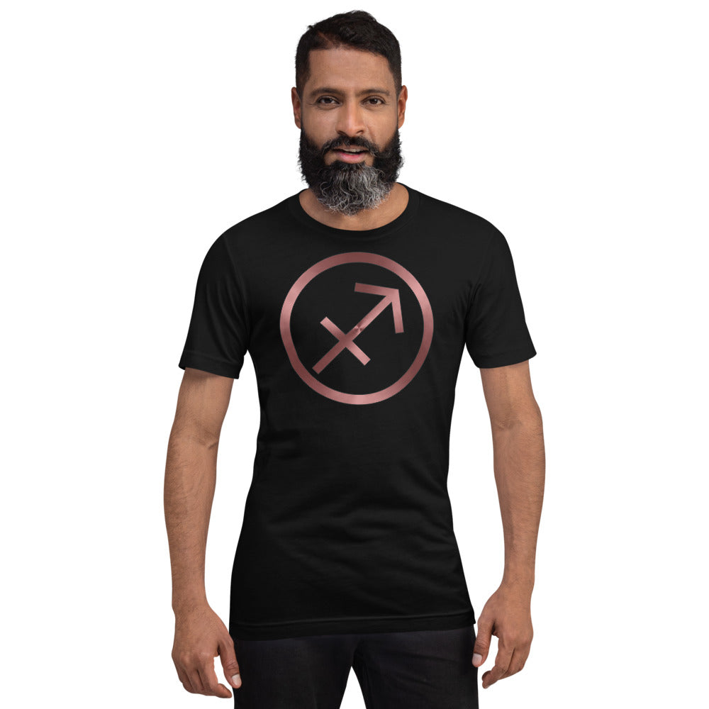 Metallic Zodiac Circle - Crimson Sagittarius - Short-sleeve unisex t-shirt