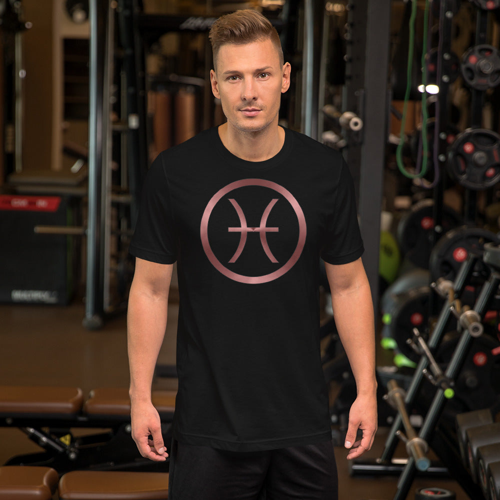 Metallic Zodiac Circle - Crimson Pisces - Short-sleeve unisex t-shirt