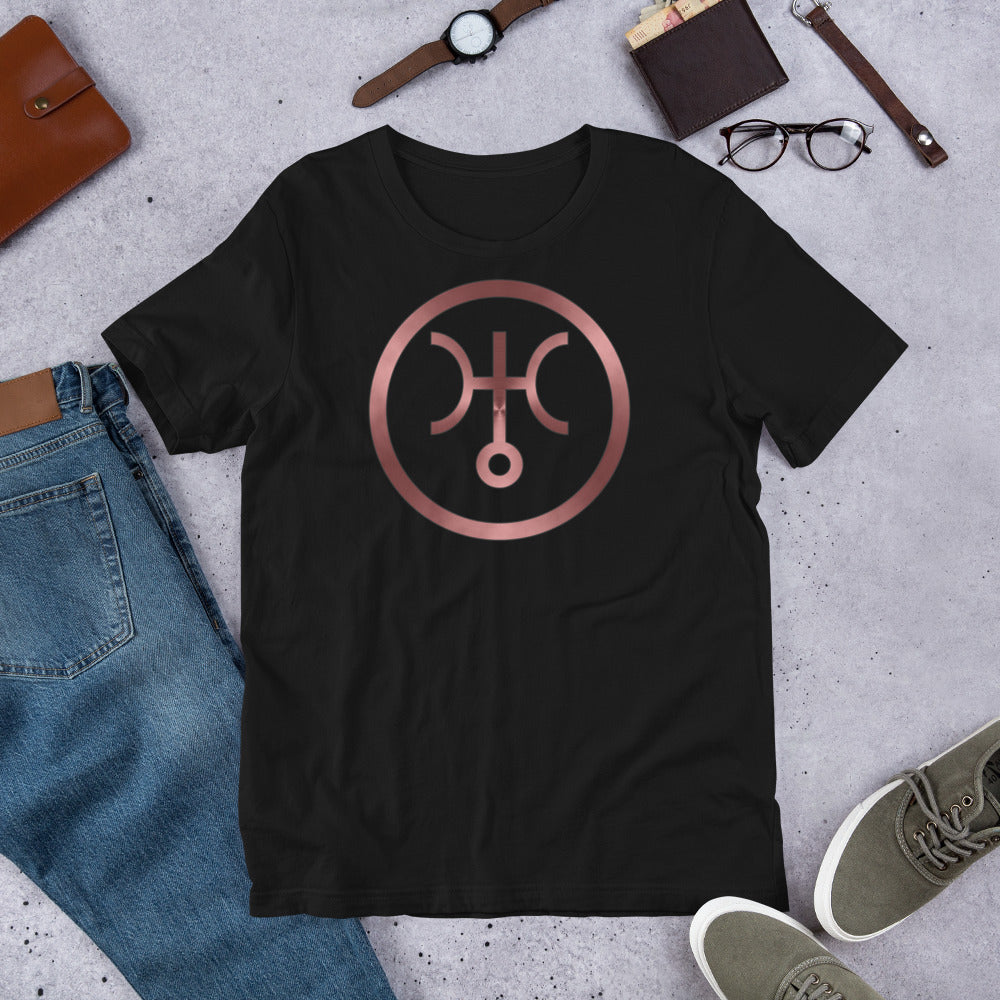 Metallic Zodiac Circle - Crimson Uranus - Short-sleeve unisex t-shirt