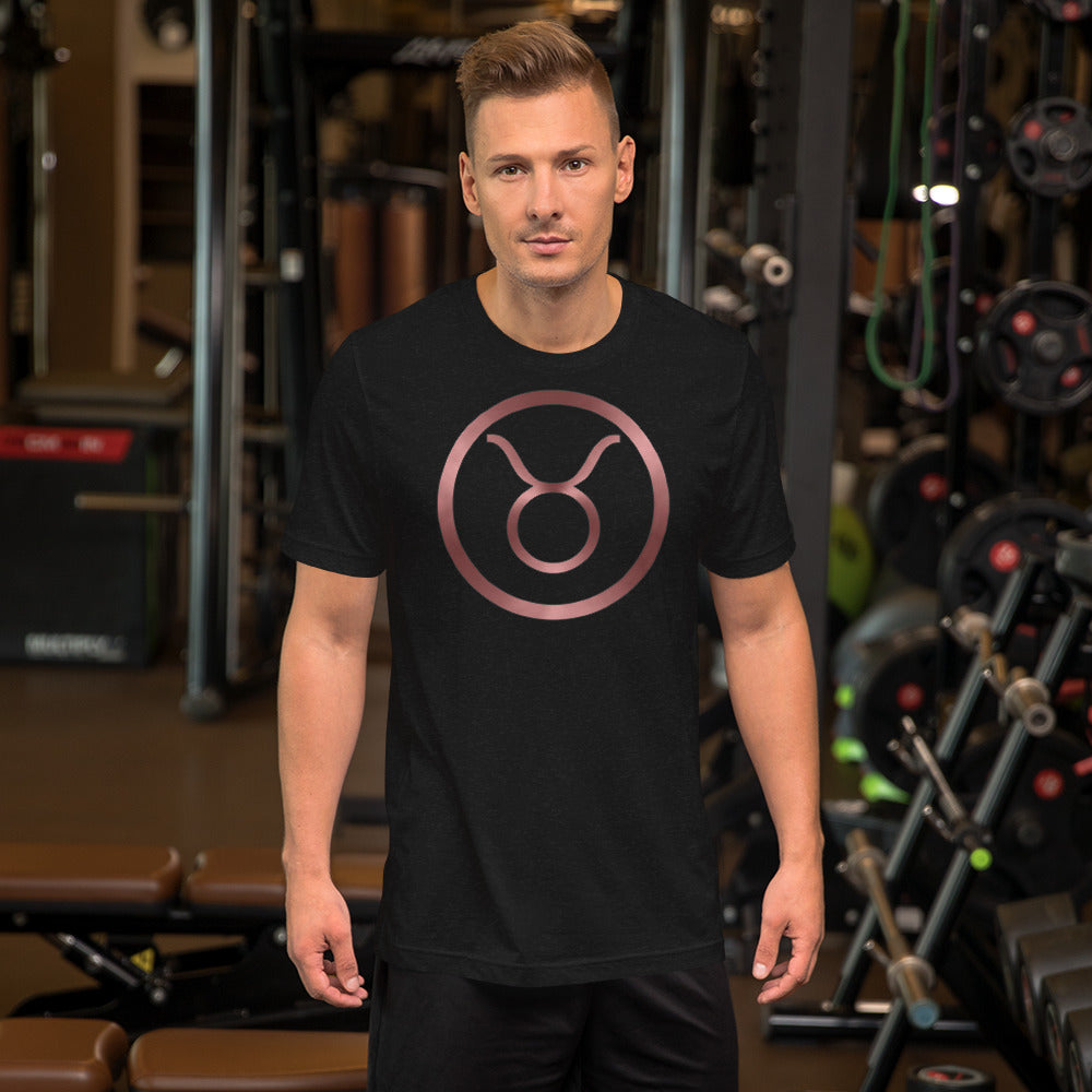 Metallic Zodiac Circle - Crimson Taurus - Short-Sleeve Unisex T-Shirt
