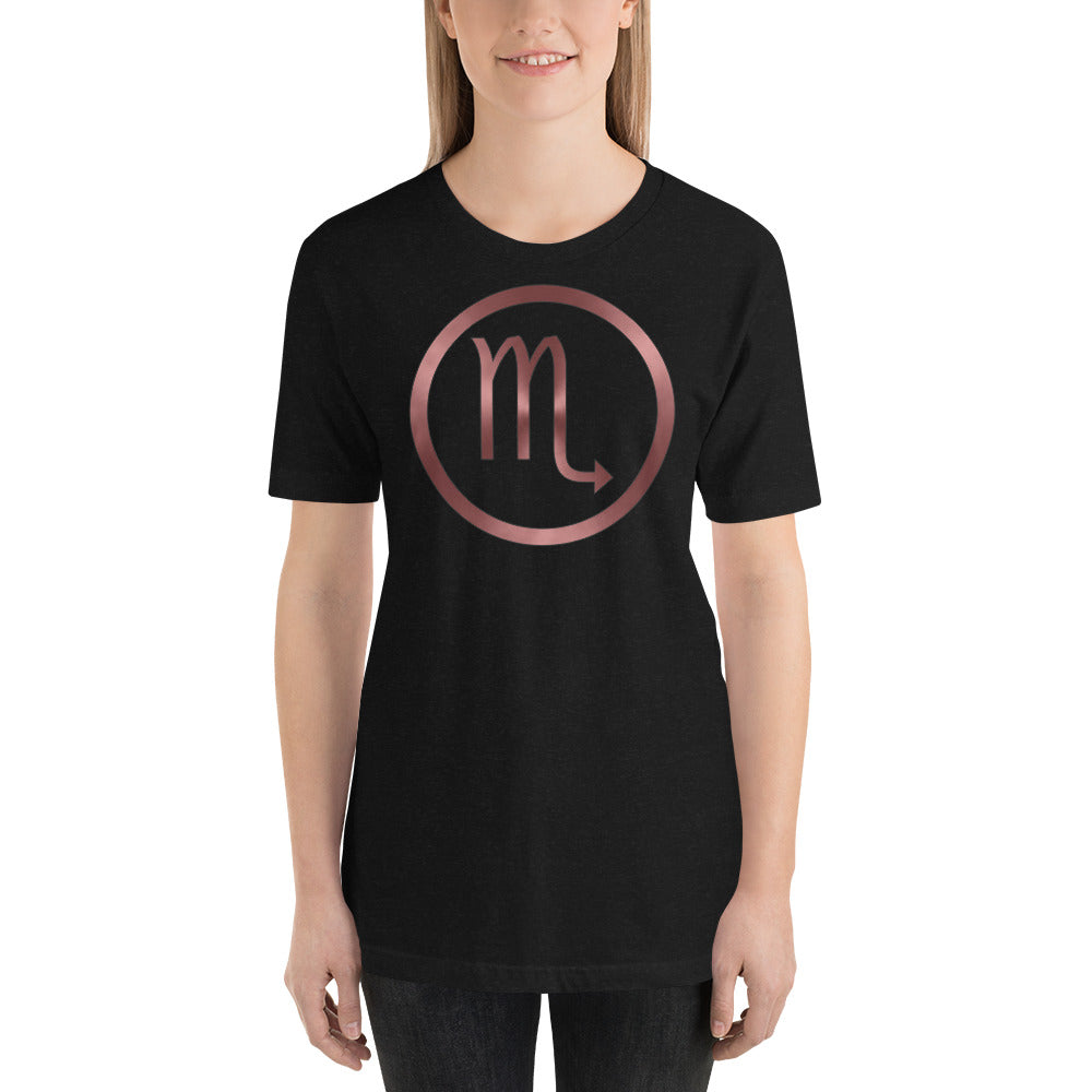 Metallic Zodiac Circle - Crimson Scorpio - Short-sleeve unisex t-shirt