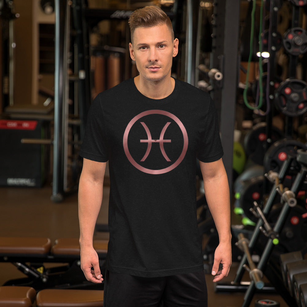 Metallic Zodiac Circle - Crimson Pisces - Short-sleeve unisex t-shirt