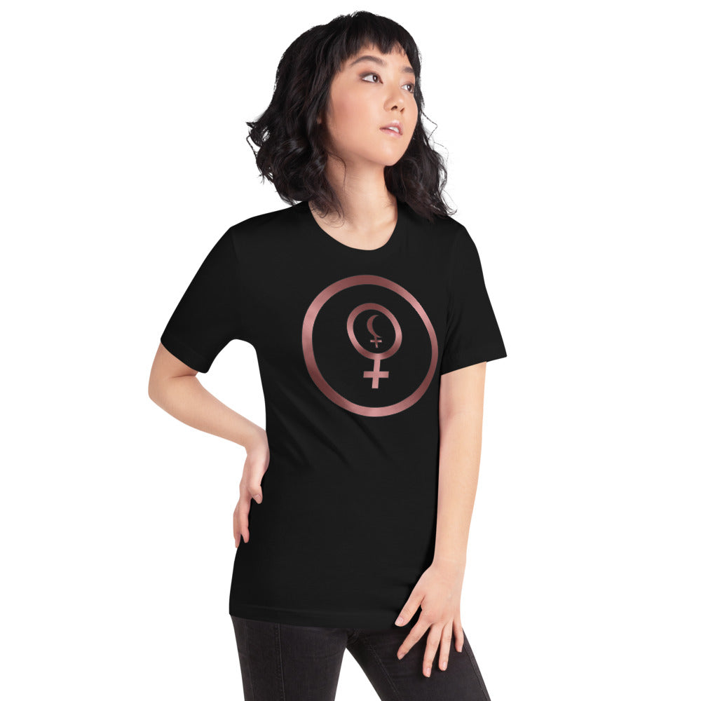 Metallic Zodiac Circle - Crimson Divine Feminine - Short-sleeve unisex t-shirt