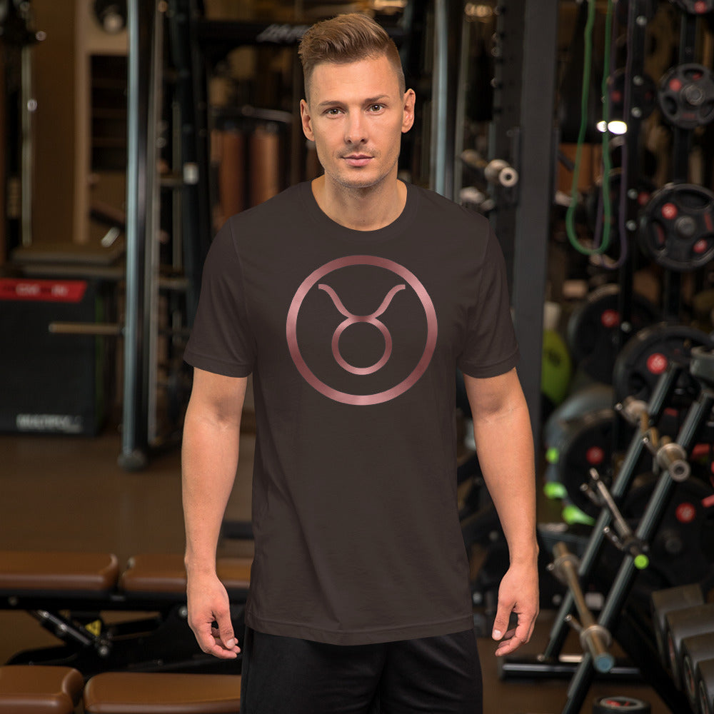 Metallic Zodiac Circle - Crimson Taurus - Short-Sleeve Unisex T-Shirt
