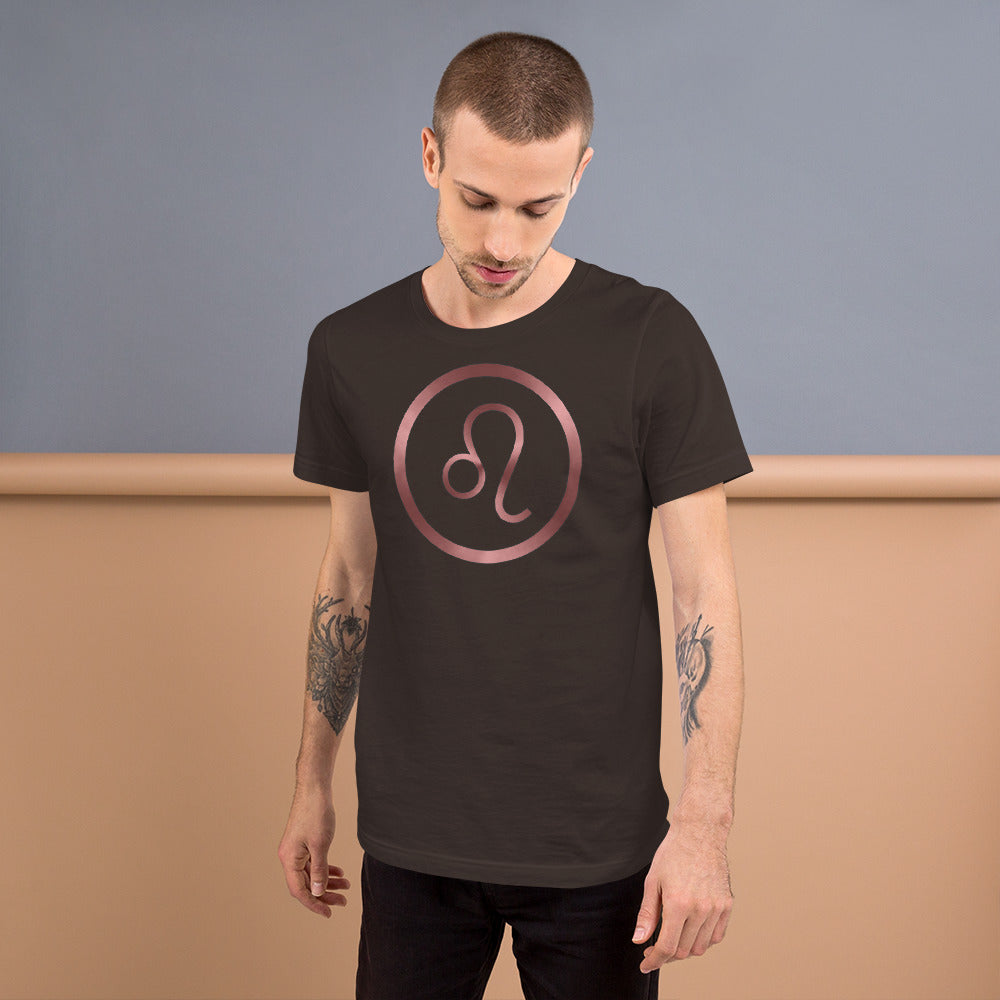 Metallic Zodiac Circle - Crimson Leo - Short-sleeve unisex t-shirt