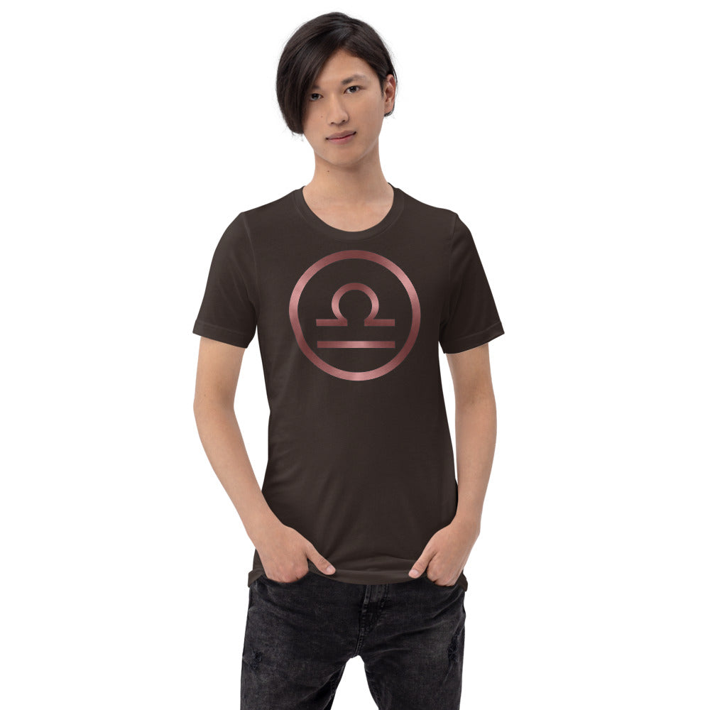 Metallic Zodiac Circle - Crimson Libra - Short-sleeve unisex t-shirt