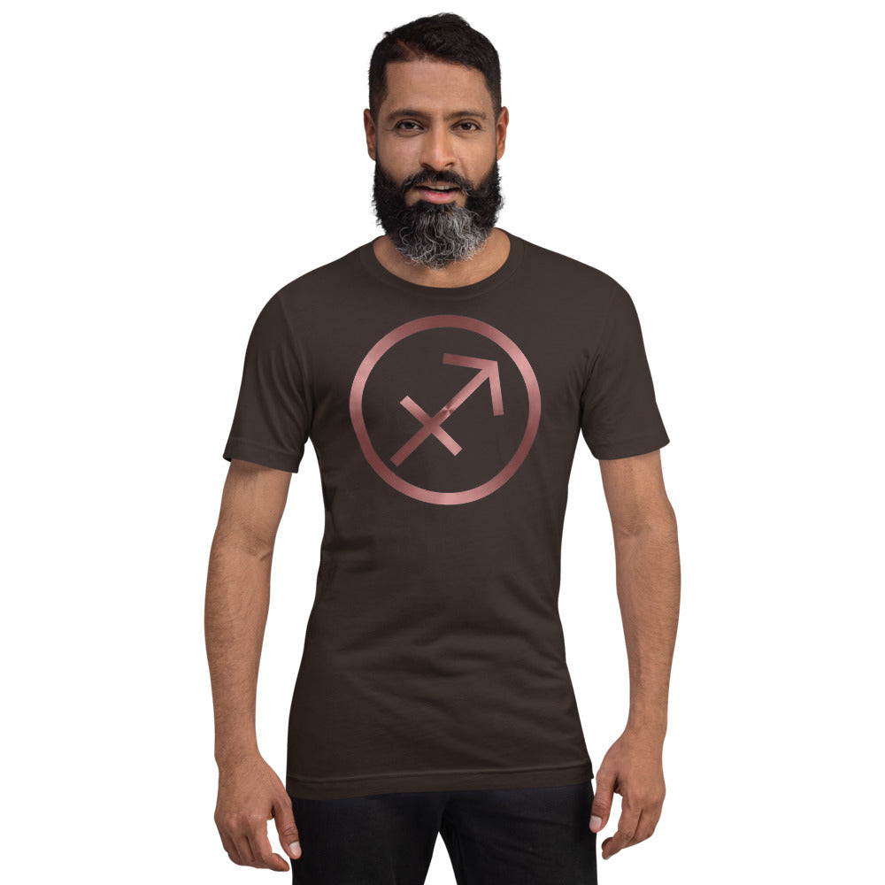 Metallic Zodiac Circle - Crimson Sagittarius - Short-sleeve unisex t-shirt