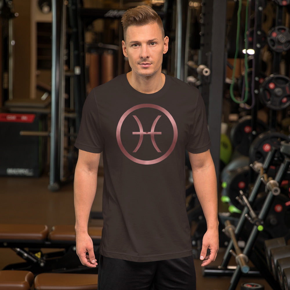 Metallic Zodiac Circle - Crimson Pisces - Short-sleeve unisex t-shirt