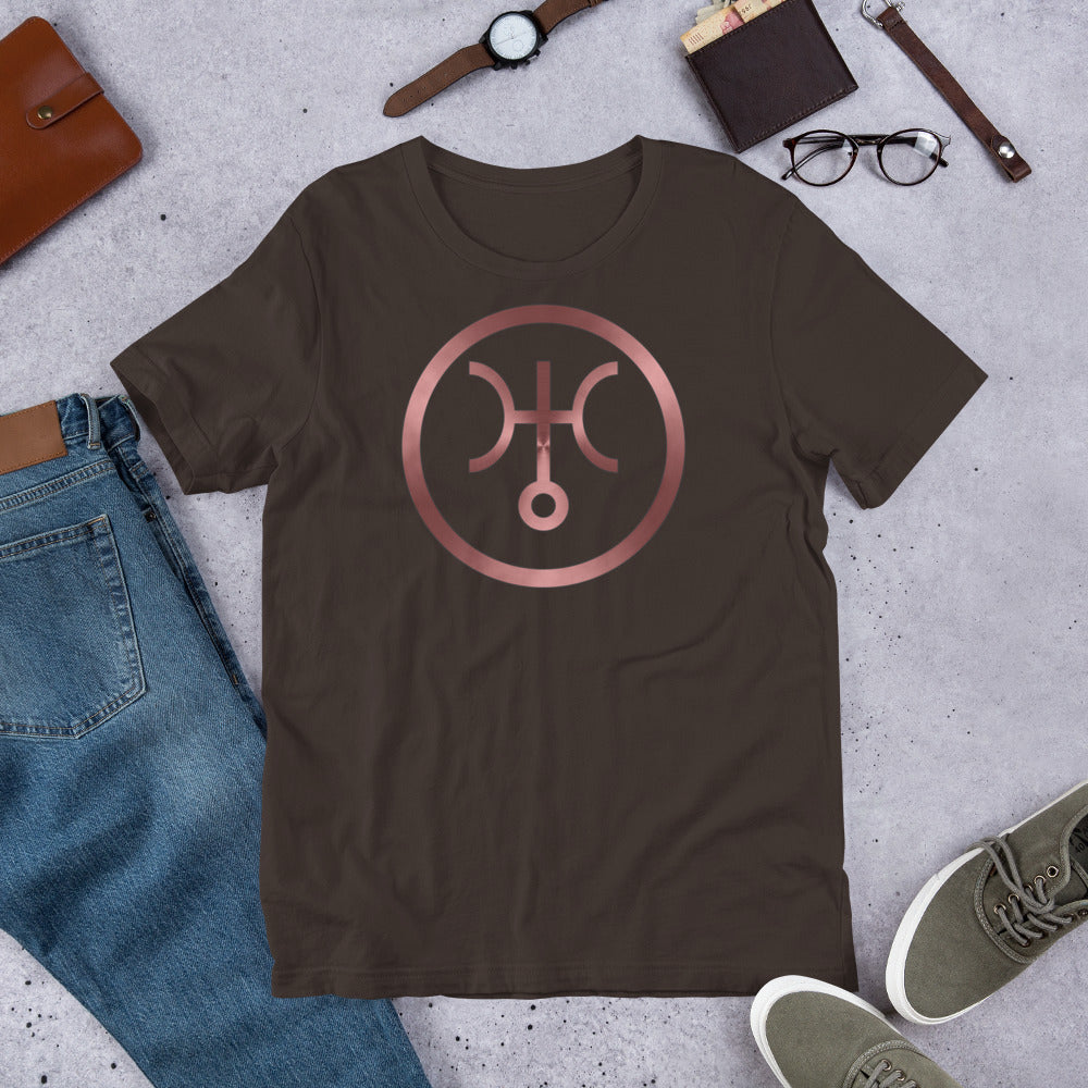 Metallic Zodiac Circle - Crimson Uranus - Short-sleeve unisex t-shirt