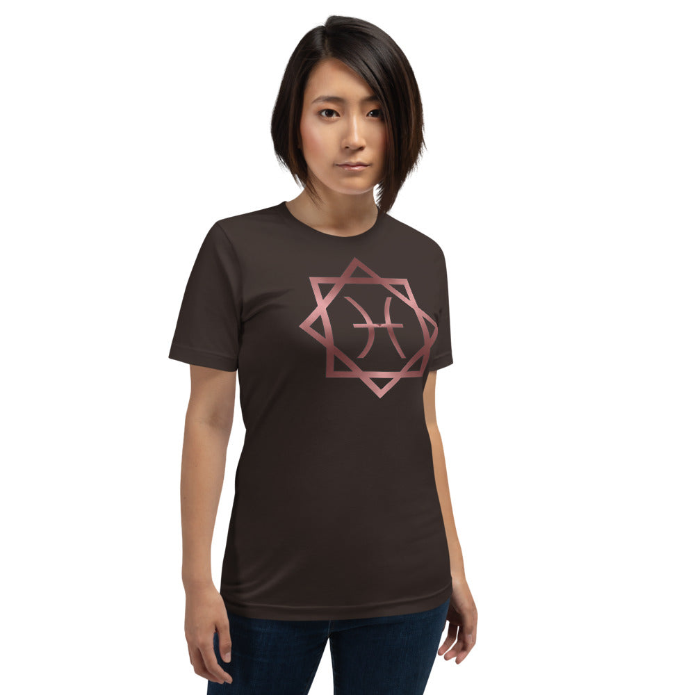 Metallic Zodiac Double-Box - Crimson Pisces - Short-sleeve unisex t-shirt