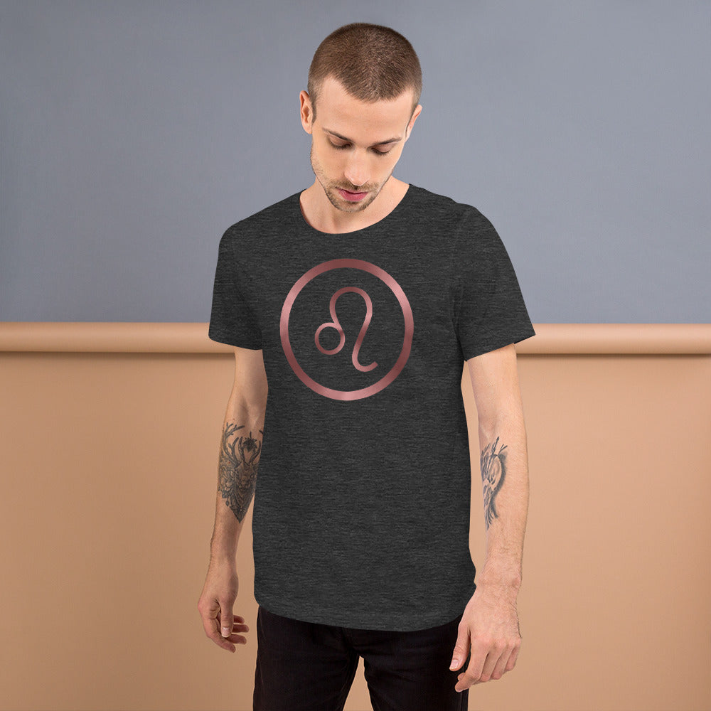 Metallic Zodiac Circle - Crimson Leo - Short-sleeve unisex t-shirt