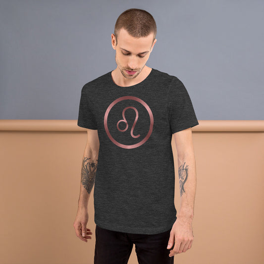Metallic Zodiac Circle - Crimson Leo - Short-sleeve unisex t-shirt