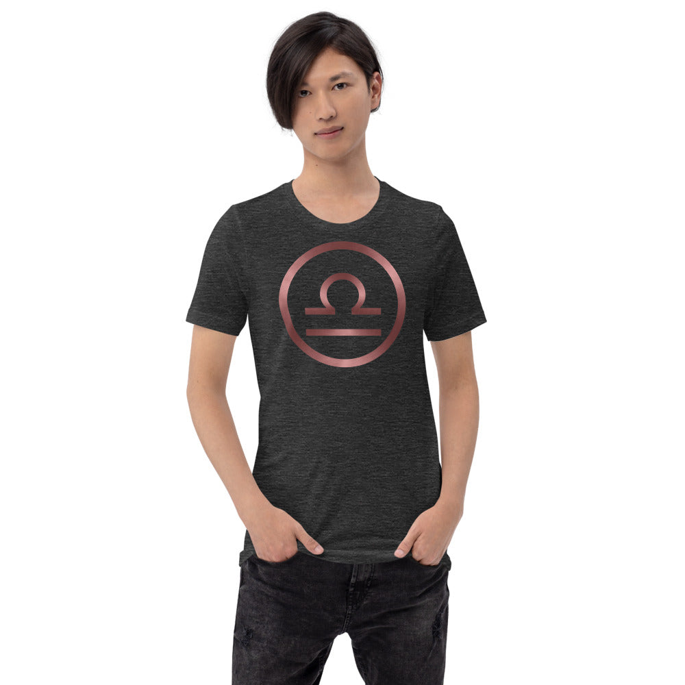 Metallic Zodiac Circle - Crimson Libra - Short-sleeve unisex t-shirt